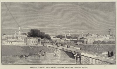 Schizzi al Cairo, ponte girevole sul canale Ismailiyeh a Boulak da Charles Auguste Loye